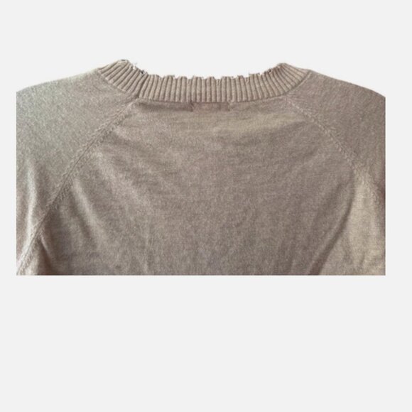 Minnie Rose Cotton Cashmere Frayed Edge Lightweight Crew Sweater in Lotus size S - Picture 7 of 8